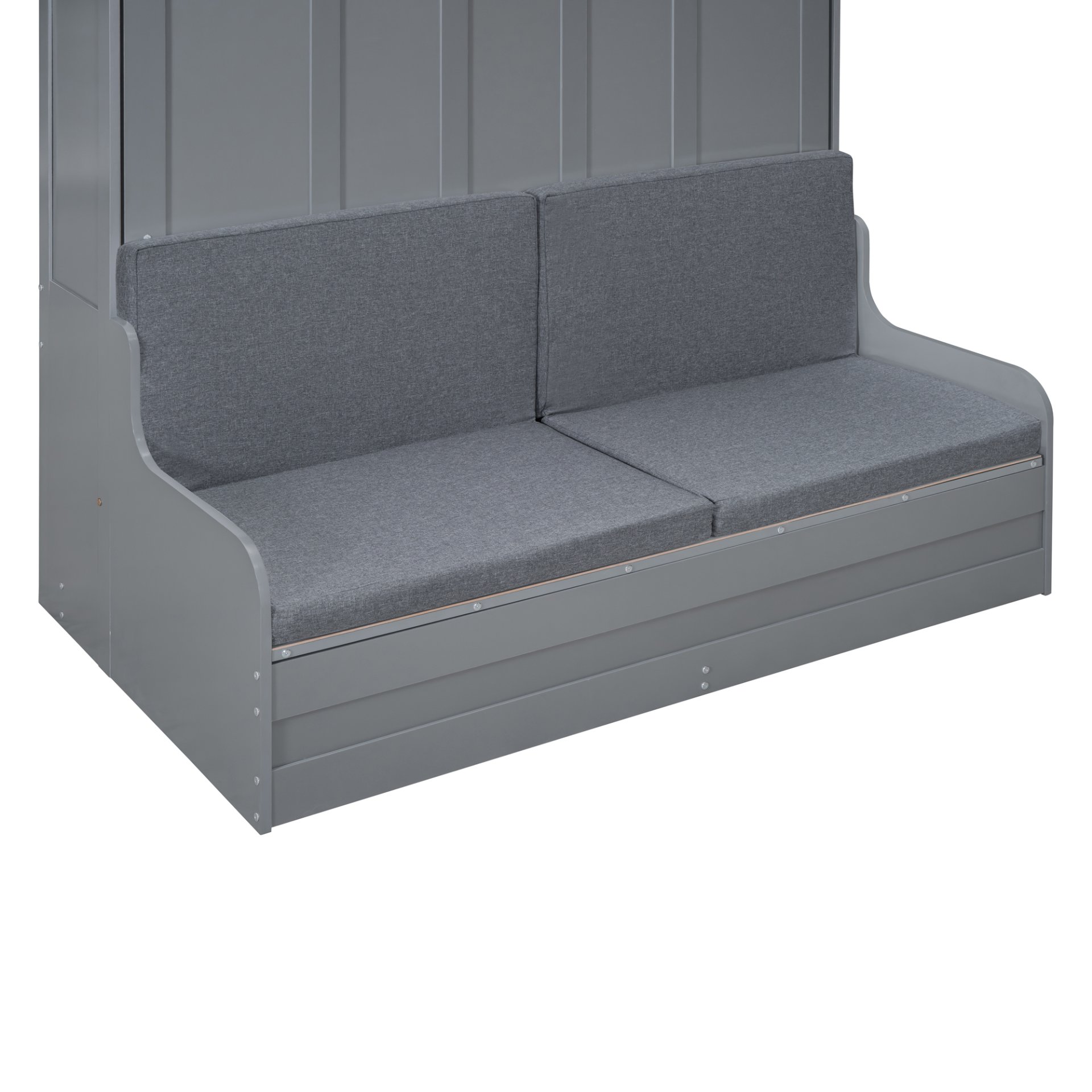 Queen Size Murphy Wall Bed With Cushion, Space Saving - Gray - Image 11