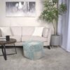 Ocean - Square Pouf Ottoman And Floor Cushion - Teal / Beige - Image 2
