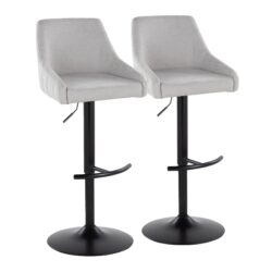 Hannah - Transitional Adjustable Barstool With Swivel With Rounded T Footrest (Set of 2) - Black / Gray