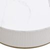 Modern Round Coffee Table With Drawers, Faux Marble, Metal Frame - Off White - Image 8