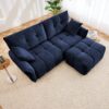 Modern Fabric 2 Seater Sofa With Ottoman Minimalist Design - Blue - Image 13