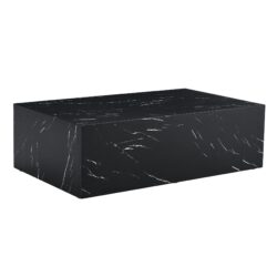 Luxurious Marble Texture Coffee Table Elegant Design Versatile Living Room Accent - Black