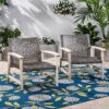 Outdoor Club Chair With Rattan Cover And Acacia Wood Frame - Gray - Image 9