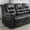 3 Seater Home Theater Recliner Manual Recliner Chair With Two Built-In Cup Holders For Living Room - Black - Image 22
