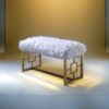 Bagley II - Bench Faux Fur - White / Gold - Image 8