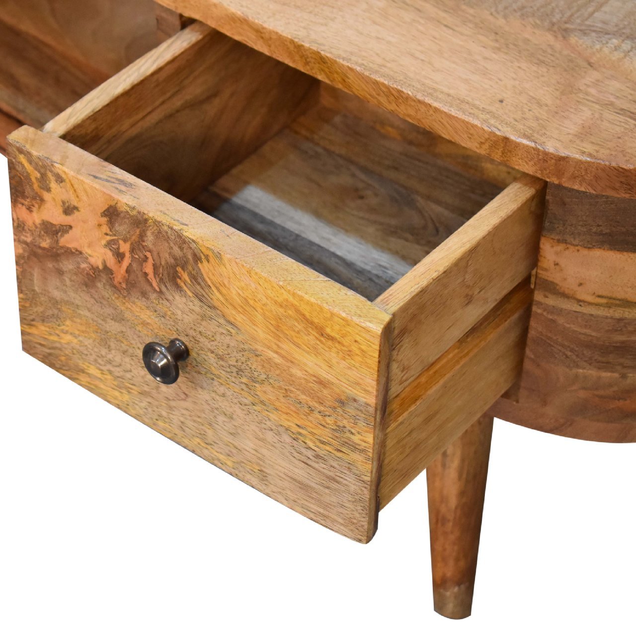 Mini Wooden Rounded Entertainment Unit - Oak - Image 7