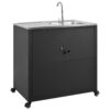 Outdoor Movable Kitchen Sink Patio Modular Kitchen Sink Station With Cabinet For Garden, Patio, Backyard - Matte Black - Image 17