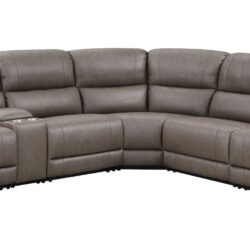 Kantu - Synthetic Leather Motion Sectional Sofa - Brown