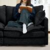 Modular L-Shaped Sectional Sofa Set With Movable Ottoman - Black - Image 7