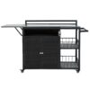 Outdoor Kitchen Island With Storage, Cooking Station, Grill Cart, Foldable Tabletop, And Bottle Opener - Dark Brown - Image 10