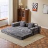 Floor Couch, Compression Sofa, Convertible Floor Sofa Bed & Pillow Back Support Armrest - Dark Gray - Image 11