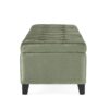 Wendover - Elegant Velvet Tufted Storage Bench With Lift Up Top And Birch Wood Legs - Pale Green - Image 5