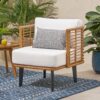 Outdoor Wicker Club Chair With Water Resistant Cushion - Brown - Image 2
