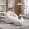 Bedding Bean Bag Sofa Chair High Pressure Foam Bean Bag Chair Adult Material With Padded Foam Padding Compressed Bean Bag With Footrest - Beige - Image 10