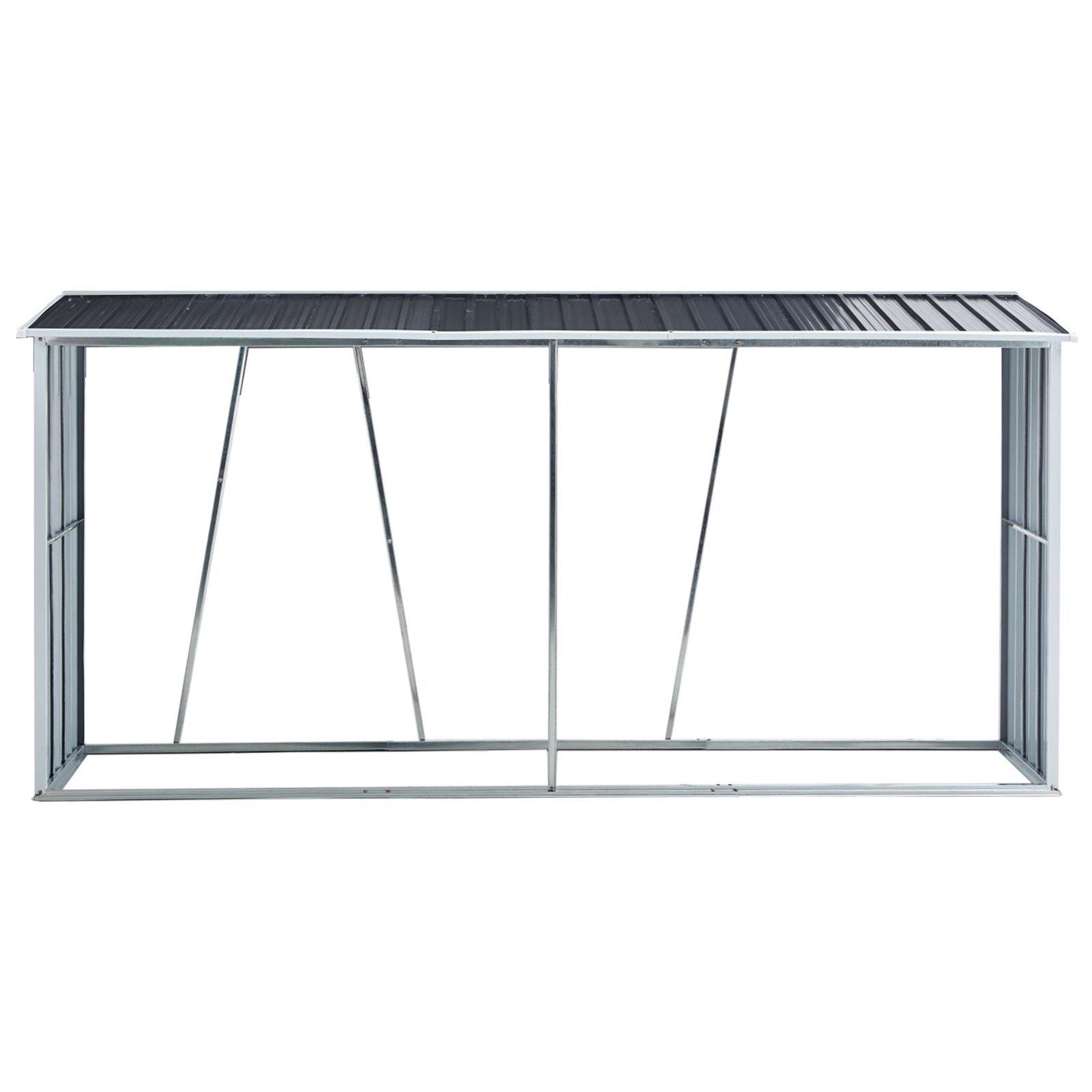 Firewood Rack, Log Holder With Roof, Log Storage, Firewood Stand For Outdoor Backyard Garden Patio Porch, Galvanized Steel - Gray - Image 3