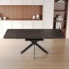 Modern Extendable Dining Table Set With Curved Backrest Chairs - Black White - Image 3