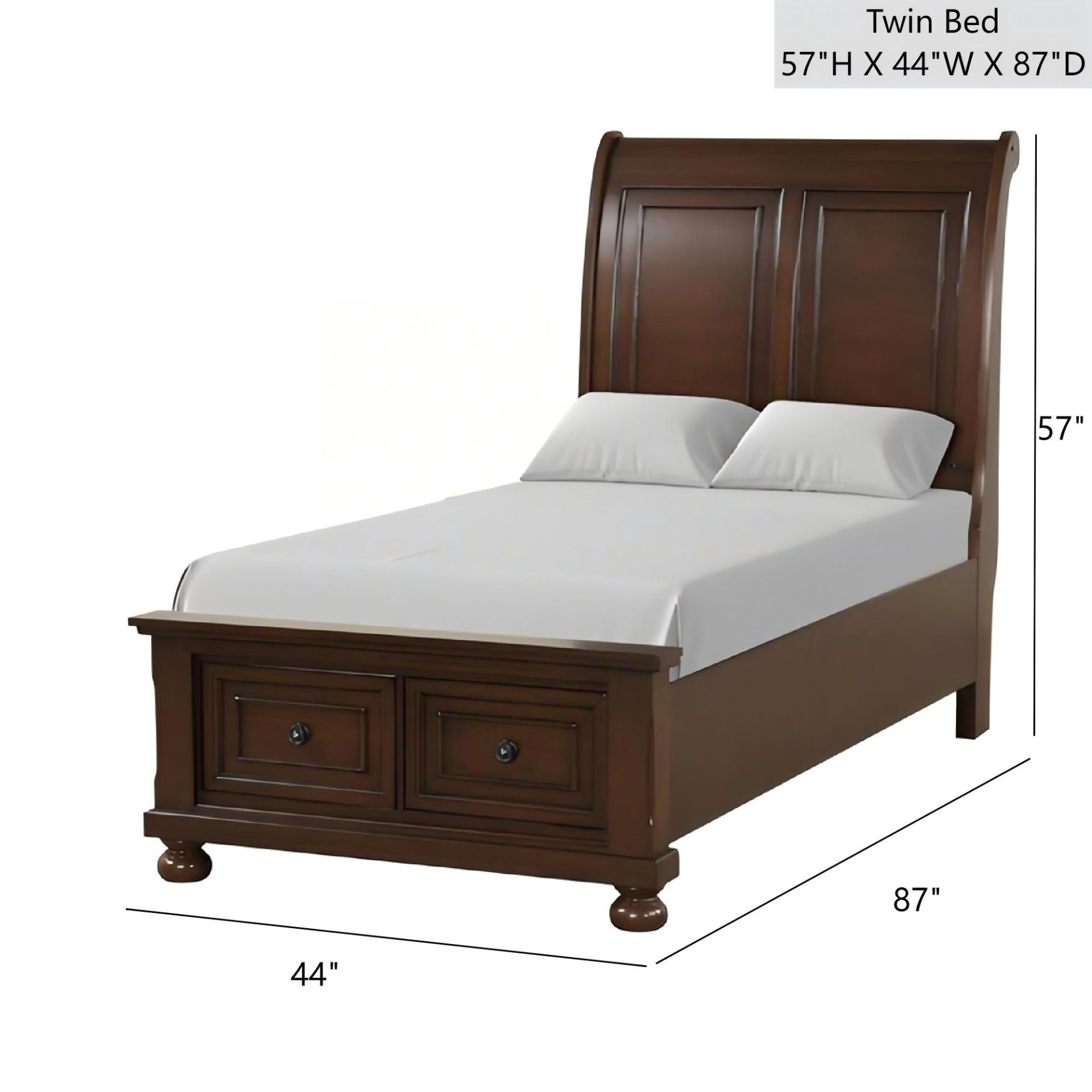 Meade - Twin Bed, Platform Support, Storage Drawers - Dark Cherry - Image 3