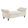 Velvet Multifunctional Storage Rectangular Ottoman Bench With 1 Pillow - Beige - Image 12