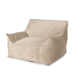 Allea - Velveteen Bean Bag Chair With Armrests, Comfortable Velvet Seating - Taupe