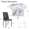 7 Piece Round Dining Table Set, Modern Round Table And 6 Upholstered Chairs For Dining Room, Kitchen Room, Living Room - White / Black - Image 7