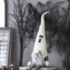 Sitting Gnome With Ghost Hat, For Halloween Decor - Black White - Image 8