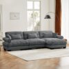 Super Comfort Oversized Modular Velvet Sectional Sofa With Movable Ottoman Corner Sectional - Gray - Image 9