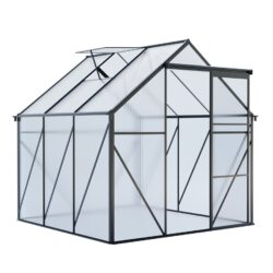 6X6Ft-Black Polycarbonate Greenhouse Raised Base And Anchor Aluminum Heavy Duty Walk-In Greenhouses For Outdoor Backyard In All Season (W540S00002) - Black