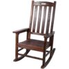 Wooden Oversized Porch Rocker Chair With Wide Seat And Tall Backrest, High Back Smooth Rocking Chairs For Outdoor & Indoor - Brown - Image 9