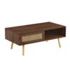 Rattan Coffee Table Sliding Door For Storage Legs Modern Table For Living Room - Walnut - Image 11