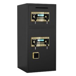 Large Double Door Coin Operated Safe, Digital Security Safe With Fireproof And Waterproof Bag, 6.5 Cubic Feet Safe Box With Hidden Code Function For Home - Black