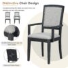 Topmax - Rustic Extendable Dining Table Set With Removable Leaf, 6 Upholstered Armless Dining Chairs And 2 Padded Arm Chairs, 9 Pieces - Black - Image 7