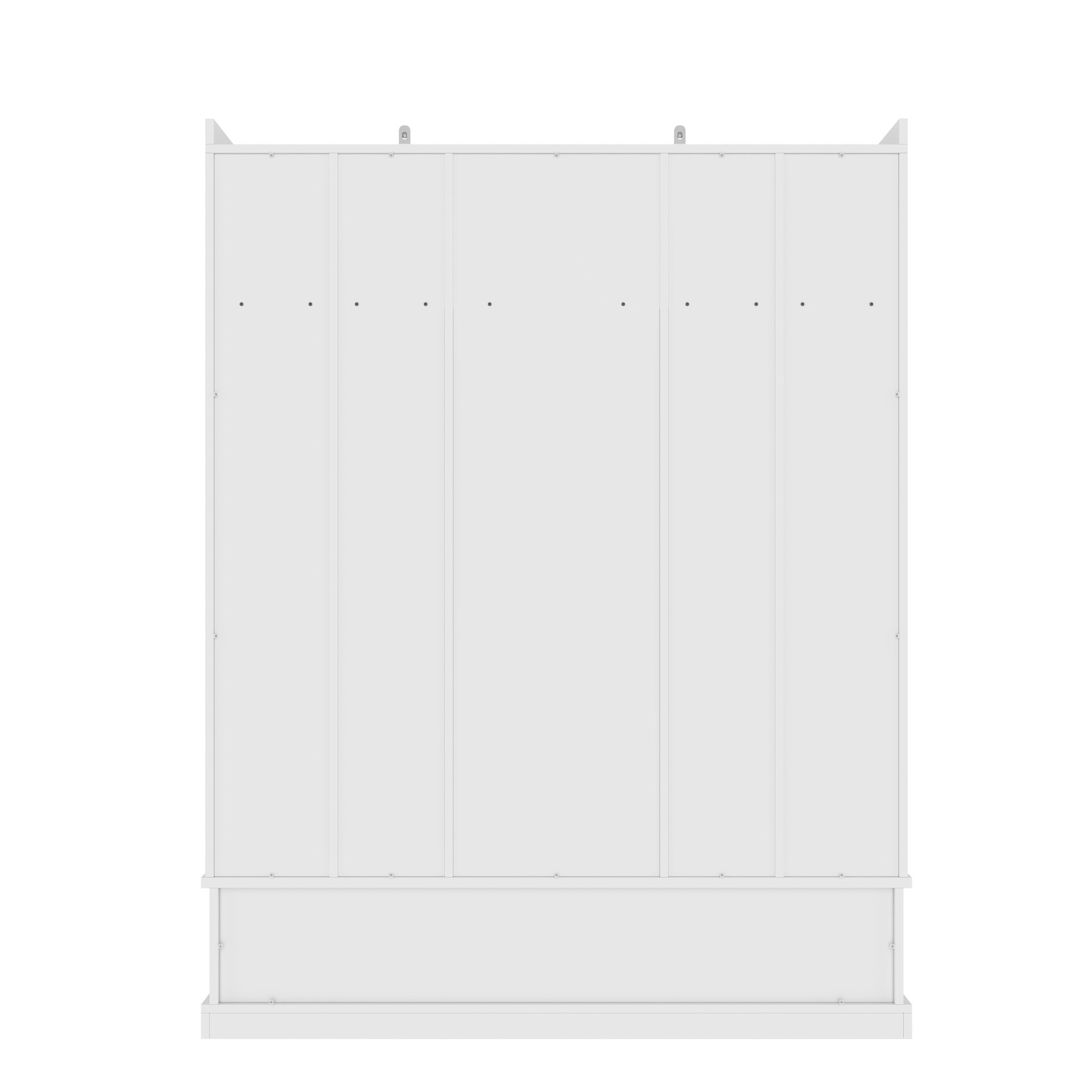 Hall Tree With Bench And 5 Storage Cubbies, Modern Entryway Storage Organizer Cabinet With 4 Doors, 5 Drawers And Adjustable Shelves For Hallway, Entryway, Living Room - White - Image 13