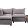 Madison - Fabric Sectional Loveseat Ottoman With USB Storage Console Table - Light Gray - Image 11