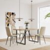 Modern Upholstered Dining Chairs (Set of 4) With Black Metal Legs And Linen Cushion Seat - Beige - Image 6