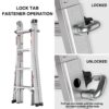 Multi-Position Foldable Aluminum Ladder, A-Frame And Straight Ladder, Ansi 250Lbs - Gray - Image 8