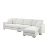 Modern Oversized Sectional Sofa, L-Shaped Luxury Couch Set With 2 Free Pillows, 5 Seat Chenille Indoor Furniture With Chaise - White - Image 4