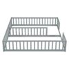 Double Twin Floor Bed With Fence, Guardrails, Without Door - Gray - Image 17