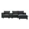 Modern Sectional Cloud Sofa With Console USB Charger Reading Light Cup Holder, Wide Seat 4 Seat Modular Couch Storable Indoor Funiture - Dark Gray - Image 13