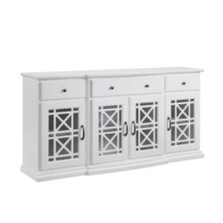 Classic Fretwork Detailed Glass Door Sideboard - White