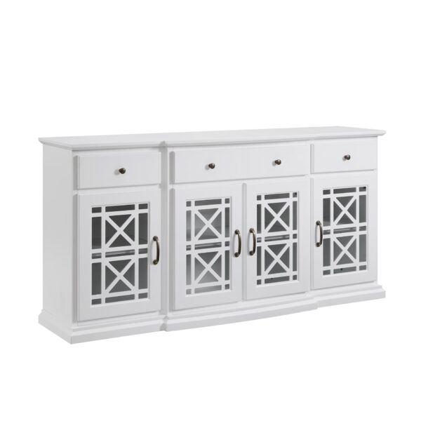 Classic Fretwork Detailed Glass Door Sideboard - White