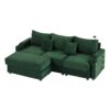 Modern Style 3 Seater Sofa Sectional Sofa Couch With Storage Space, A Movable Ottoman, Two USB Ports, Two Cup Holders, A Phone Holder For Living Room - Green - Image 23