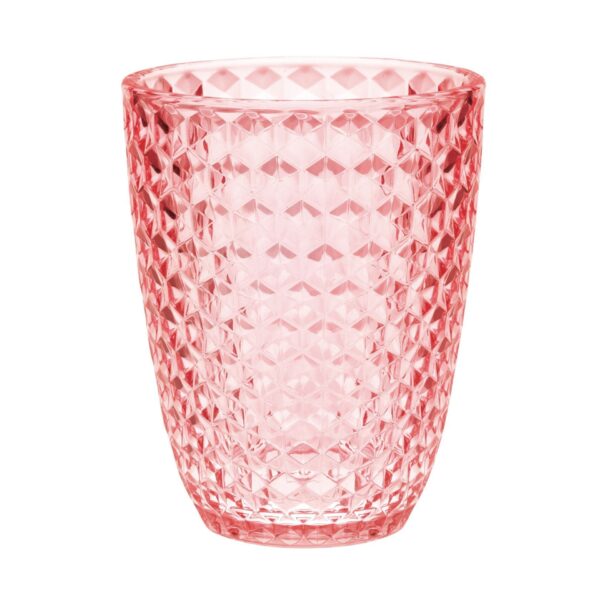 Leading Ware Diamond Cut Acrylic Glasses (Set of 4), Bpa Free, 12Oz - Pink
