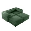 Stylish Modern Chenille 2 Seater Sofa With Ottoman Storage And Cylindrical Armrests - Green - Image 15