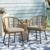 Randy - Modern Wicker Chair With Water Resistant Cushions - Brown / Beige - Image 2