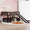 Full Over Full Low Bunk Bed With Slide, Fence And Ladder For Toddler - Espresso - Image 13
