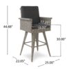 Outdoor Rattan Swivel Barstool With Water Resistant Cushion - Mixed Black / Dark Gray - Image 3