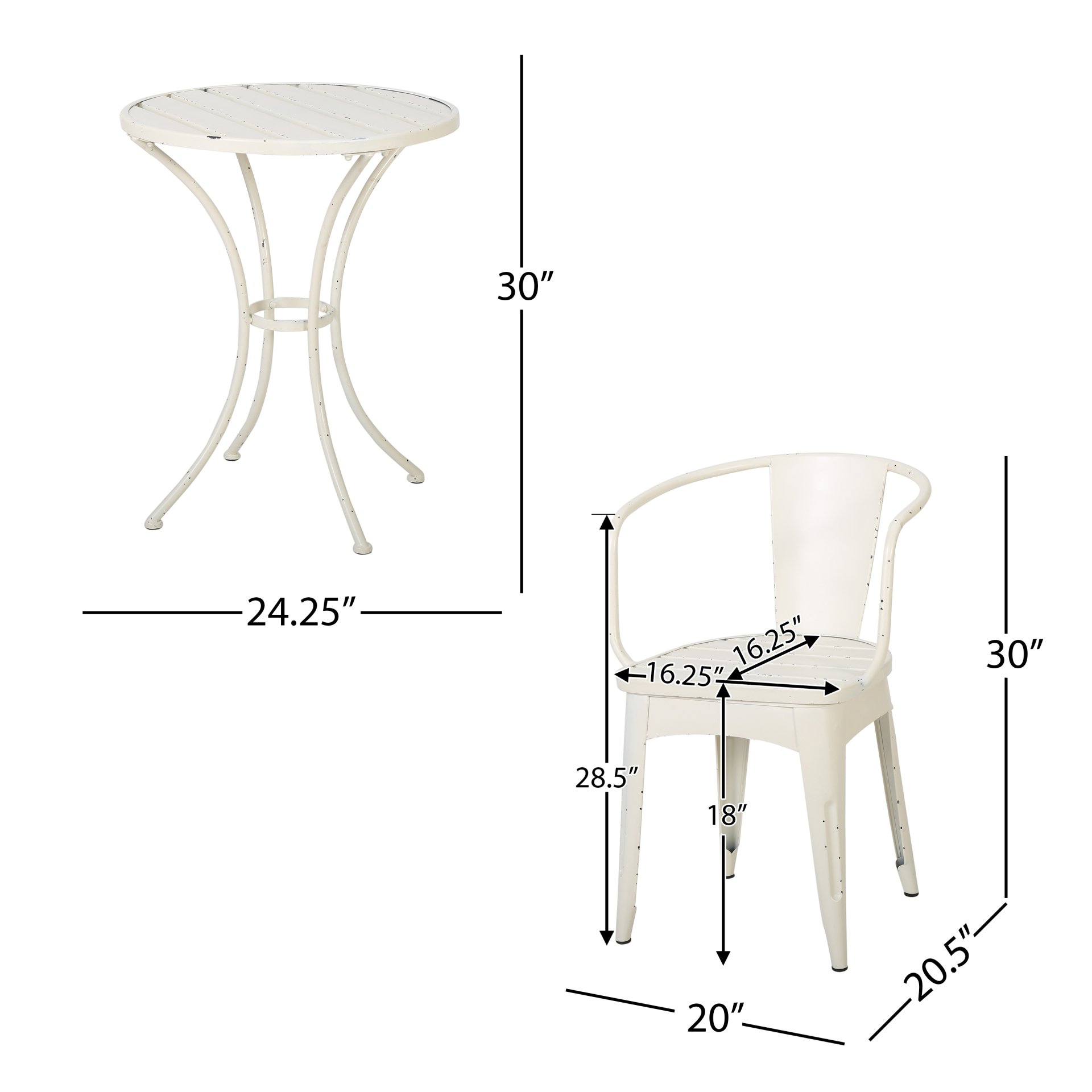 Colmar - 3 Piece Metal Set - White - Image 3