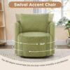 360° Swivel Chair, Accent Barrel Armchair, Upholstered With Curved Design - Green - Image 6