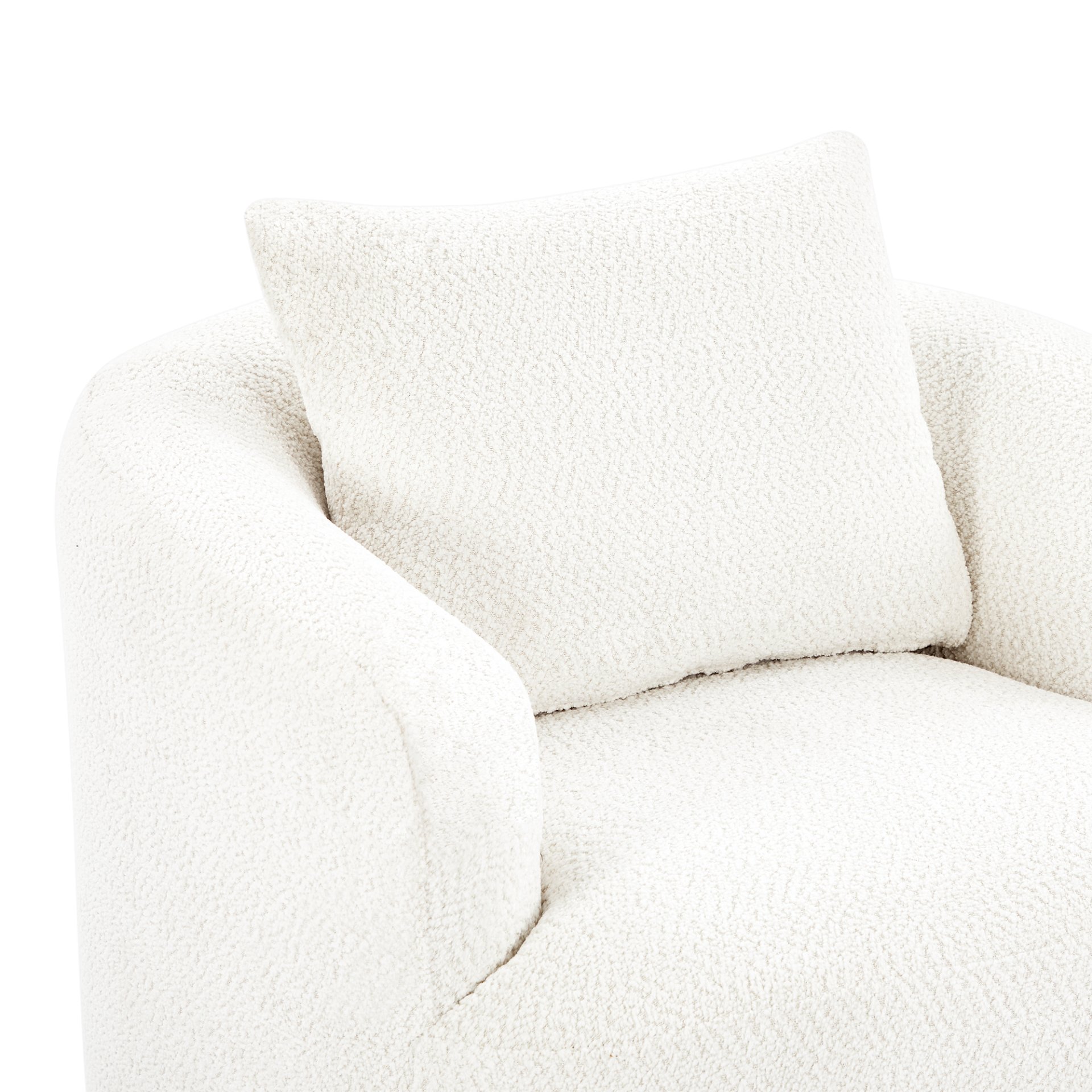360° Swivel Barrel Sofa Chair With Throw Pillow, Chenille Upholstered Accent Chair - Beige - Image 18