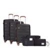 5 Piece Set (20"24"28 +A Travel Bag And A Toiletry Bag), Pp Hardshell Carry On Luggage Set With Tsa Lock Carry On Suitcase Luggage Durable Suitcase - Black - Image 9